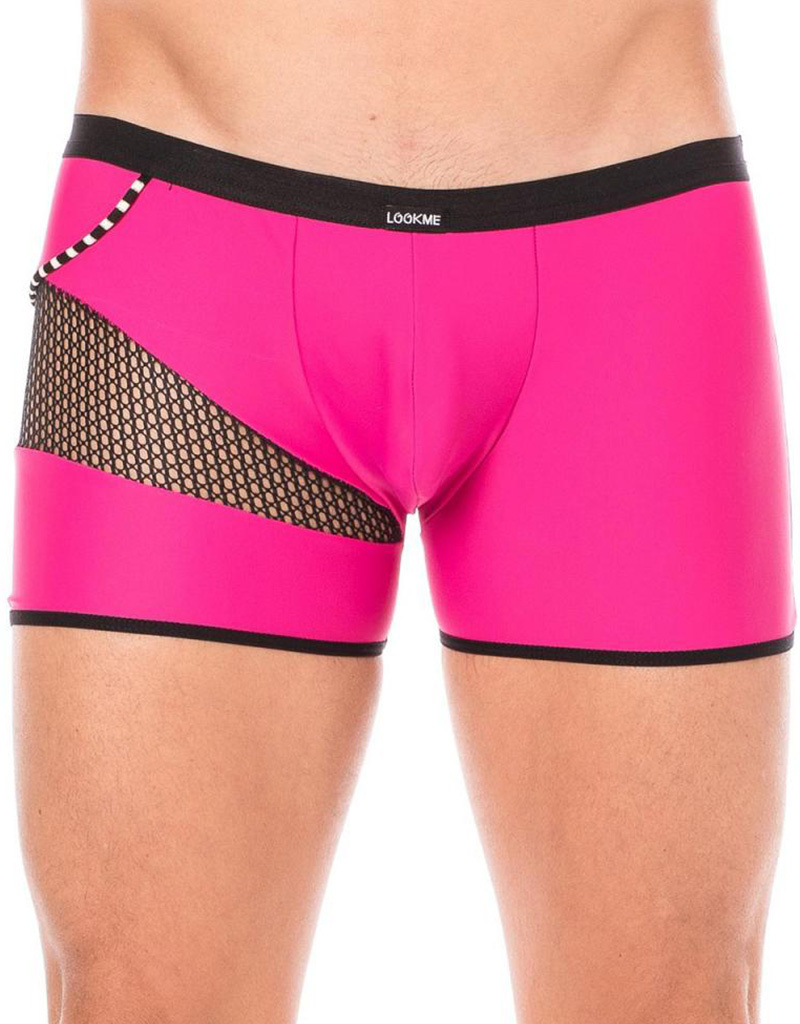 * Look Me  Heren boxer met een mesh deel en elastische roze stof van  het merk Look Me