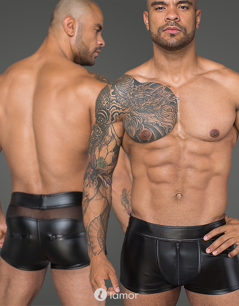 Image of * NOIR handmade Matte Heren short met rits 