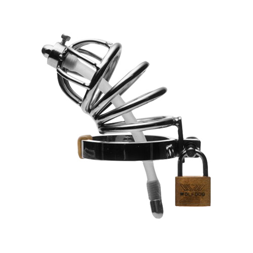 RVS maagdenkooi met siliconen urethra plug RVS maagdenkooi met siliconen urethra plug