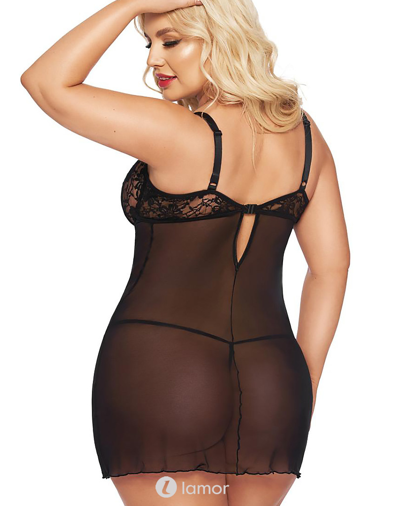 * SOFTLINE Cornelia,Sexy zwarte babydoll met kant