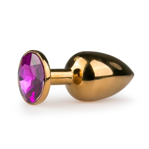 Goudkleurige Buttplug Met Ronde Roze Steen Goudkleurige Buttplug Met Ronde Roze Steen