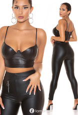 * IS Sierlijke zwarte wetlook crop top bustier