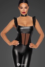 * NOIR handmade Wetlook catsuit met Tule inzet van Noir Handmade  uit de collectie Fucking Fabulous