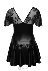 * NOIR handmade Wetlook jurk met klokrok -F267  Noir Handmade Curves Collection