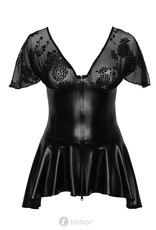 * NOIR handmade Wetlook jurk met klokrok -F267  Noir Handmade Curves Collection