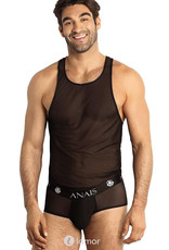 * Anais men Zwarte tanktop van transparant mesh materiaal van het merk Anais men