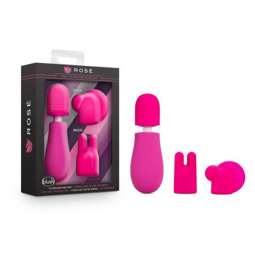 Rose - Petite Wand Vibrator Met Opzetstukken - Roze Rose - Petite Wand Vibrator Met Opzetstukken - Roze