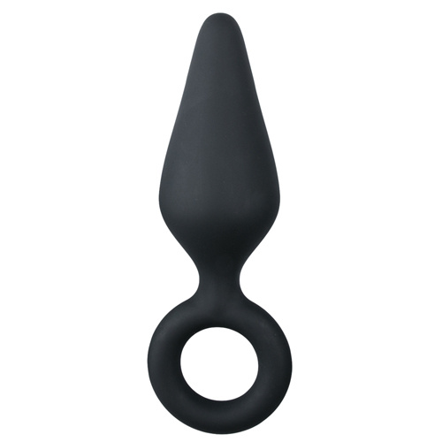 Zwarte buttplug met trekring - large Zwarte buttplug met trekring - large