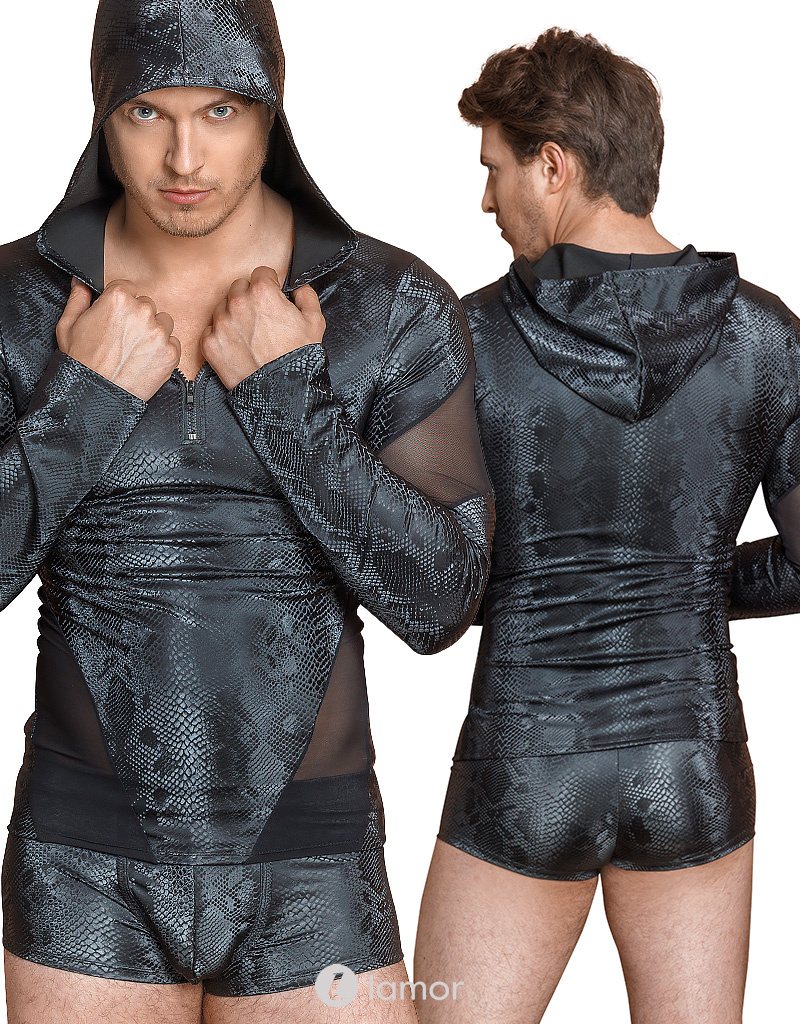 * NEK Capuchon shirt in Slangenleerlook, NK1567 * NEK Capuchon shirt in Slangenleerlook, NK1567