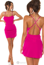 * IS Elegant Roze party jurkje met schouder bandjes met strass