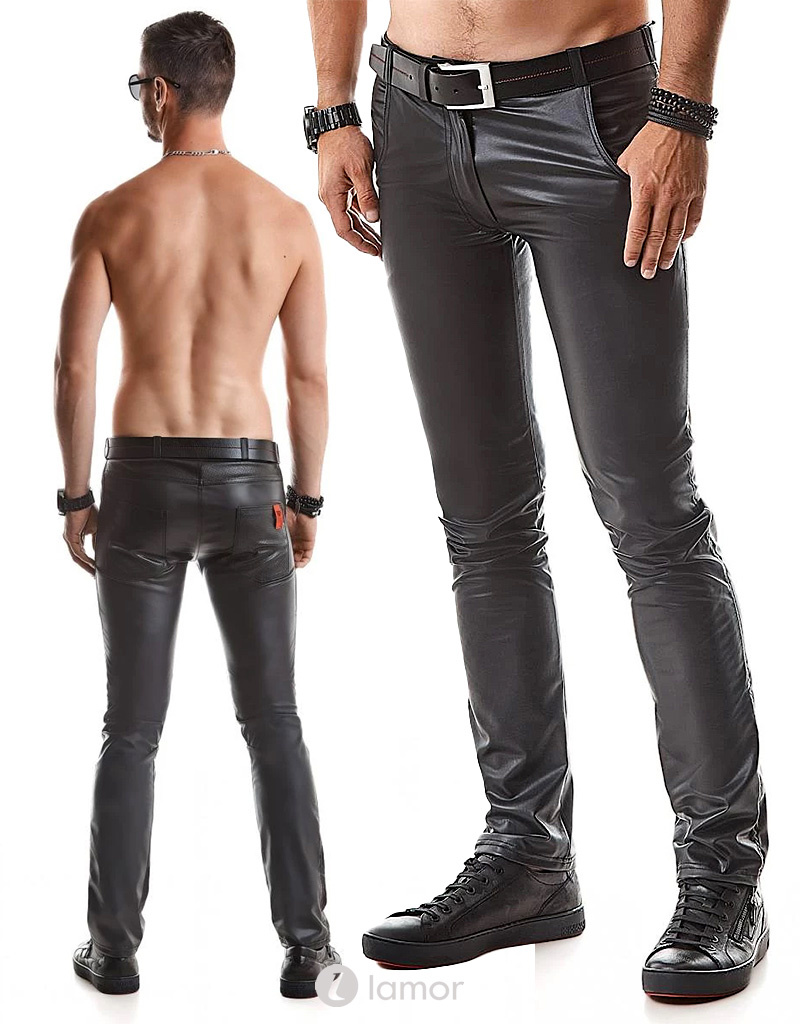 Matte wetlook heren broek, Vincenzo Matte wetlook heren broek, Vincenzo