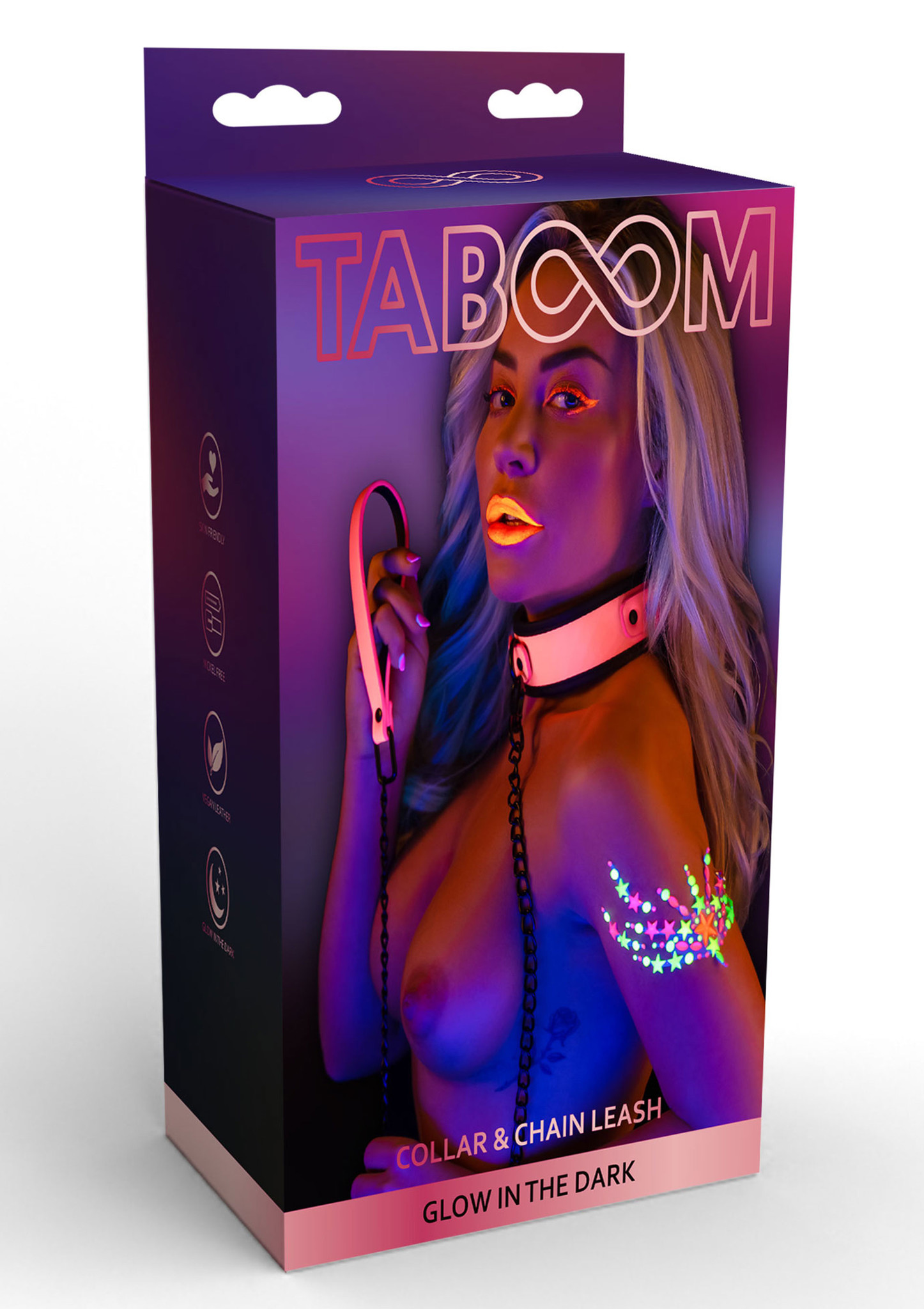 TABOOM GLOW IN THE DARK COLLAR AND CHAIN LEASH