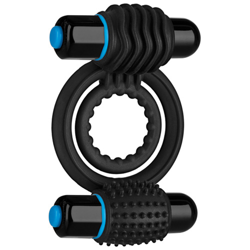 OptiMALE Dubbel Vibrerende Cockring - Zwart OptiMALE Dubbel Vibrerende Cockring - Zwart