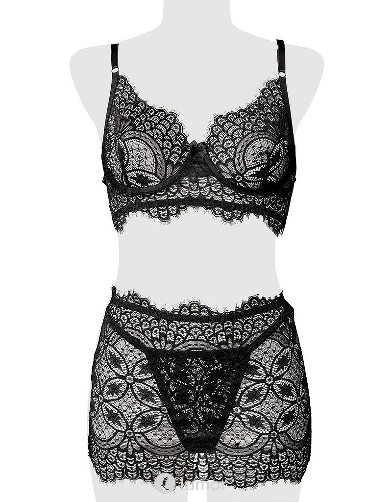 * GREY VELVET 3-delige erotische lingerie set van Grey Velvet