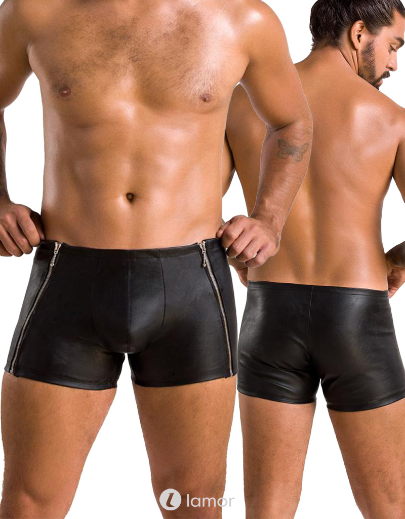 Zwarte lederlook Heren short, PA049 Zwarte lederlook Heren short, PA049