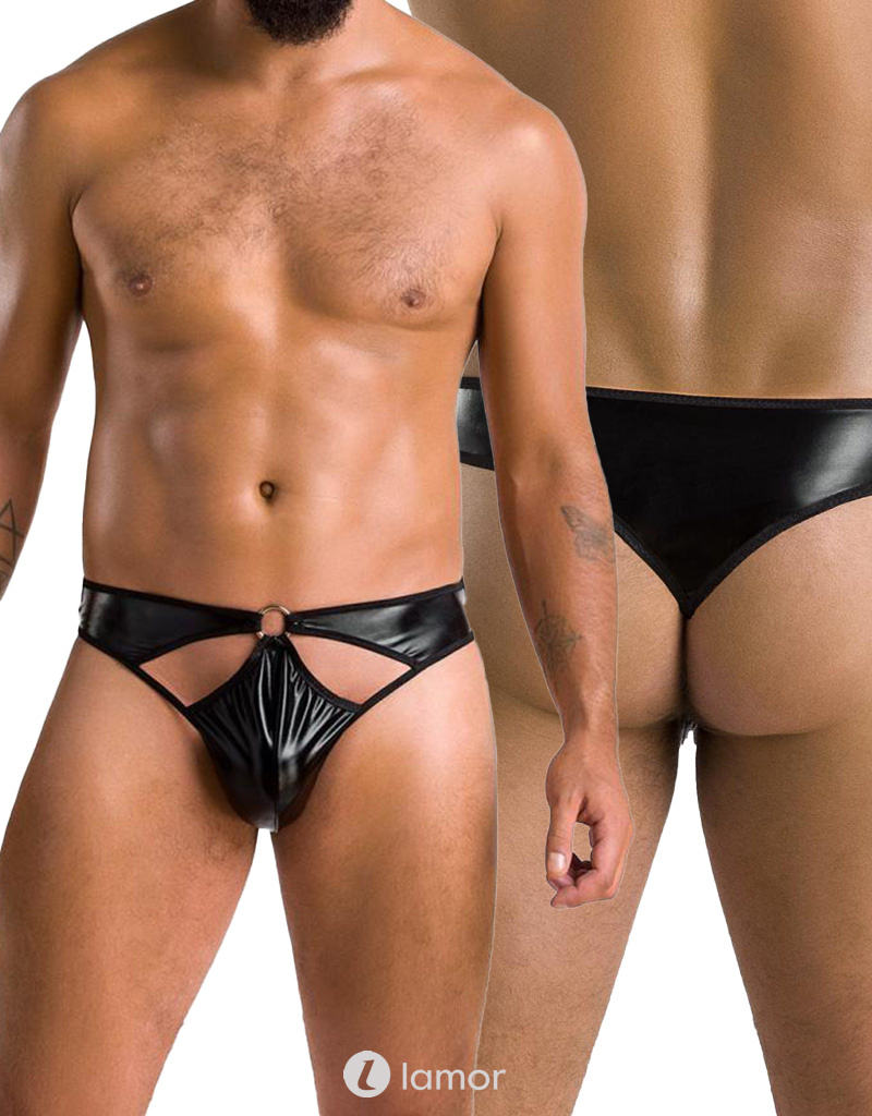 Zwarte Wetlook Heren string, PA033 Zwarte Wetlook Heren string, PA033