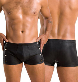 * PASSION MENSWEAR Zwarte lederlook Heren short, PA048