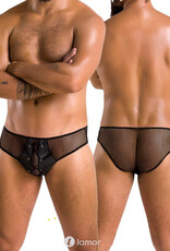 Sexy heren slip van lederlook en mesh van Passion Menswear