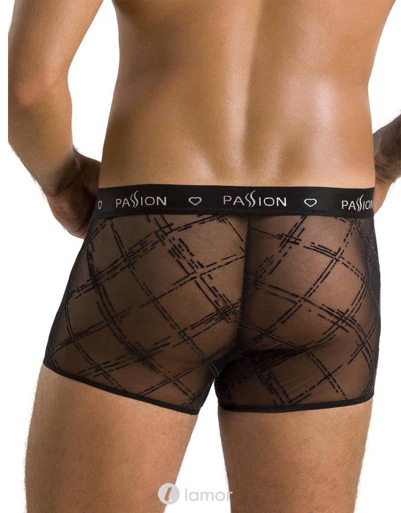 Sexy heren short Mesh materiaal met fluwelen print van Passion Menswear