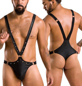 * PASSION MENSWEAR Zwarte  Mesh Heren stringbody, PA028