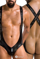 Sexy heren stringbody van wetlook materiaal van Passion Menswear