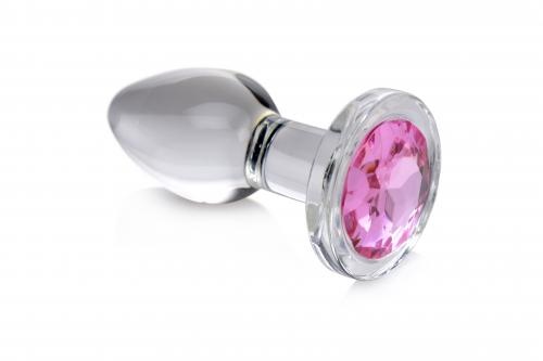 Pink Gem Anaalplug Van Glas Met Steentje - Medium Pink Gem Anaalplug Van Glas Met Steentje - Medium