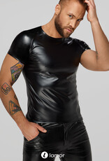 * NOIR handmade Wetlook Heren T-Shirt met slangen reliëf op de mouwen van Noir Handmade