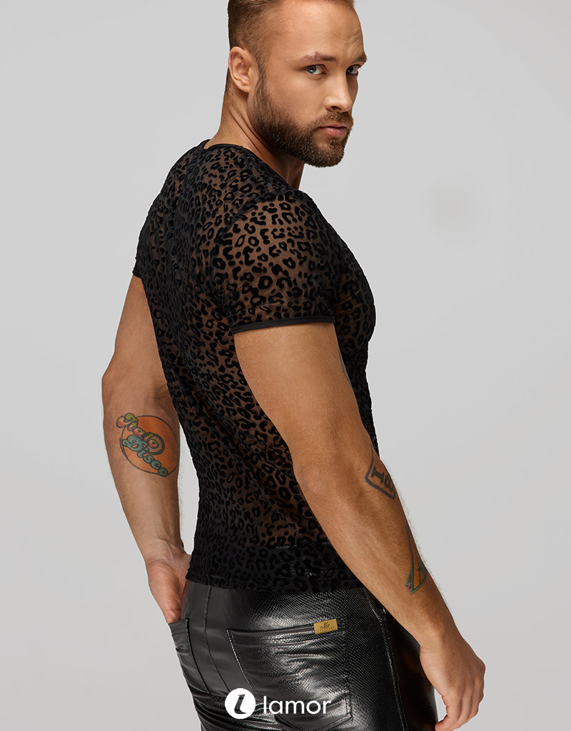 * NOIR handmade Stijlvol Leopard Flock Heren T-Shirt van Noir Handmade