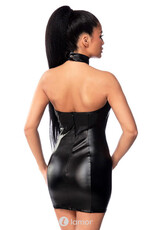 * SARESIA Sexy zwart clubwear jurkje met  opgenaaid bloemmotief  van Saresia.