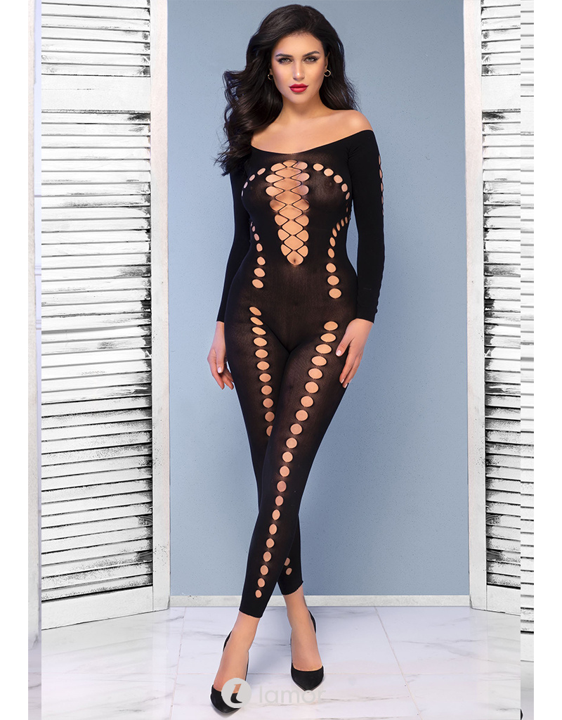 * CHILIROSE Off-shoulder bodystocking met uitsparingen