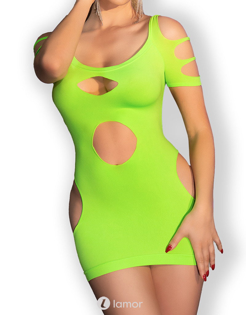 * CHILIROSE Sexy neon groen naadloos mini jurkje van Chilirose  CR4671
