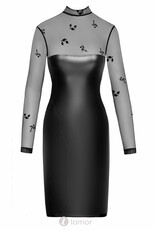 * NOIR handmade Wetlook halflange jurk met tule  van Noir Handmade uit de collectie Libido