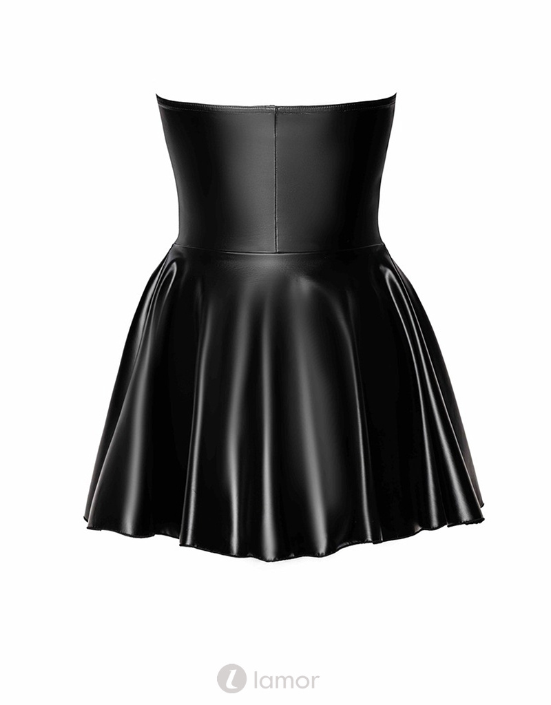 * NOIR handmade Strapless wetlook jurk met klokrok  Noir Handmade Libido Collection