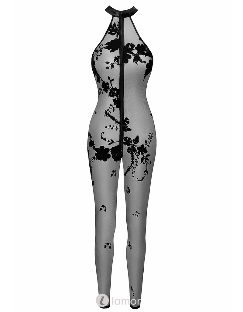 * NOIR handmade Halter catsuit met bloemen print van Noir Handmade Libido