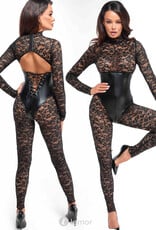 * NOIR handmade  Catsuit met onderborstkorset met bloemen print van Noir Handmade Libido