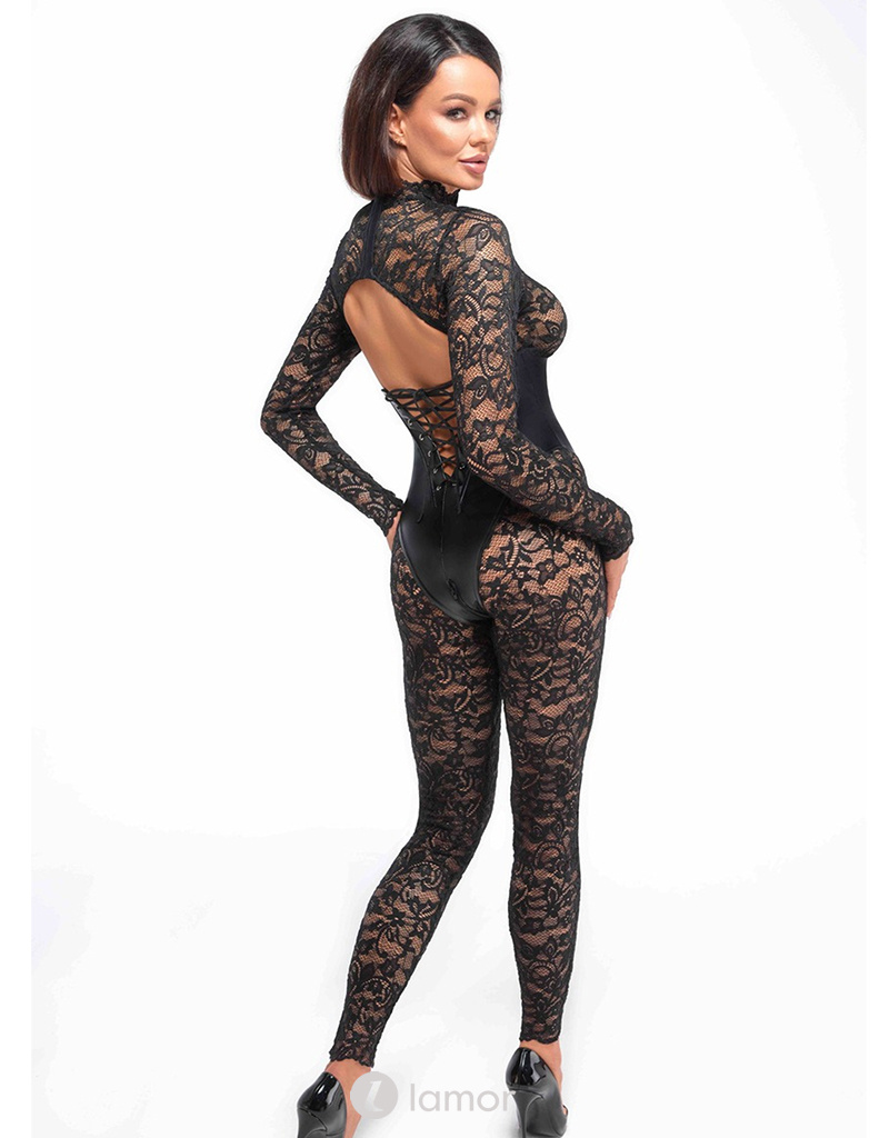 * NOIR handmade  Catsuit met onderborstkorset met bloemen print van Noir Handmade Libido