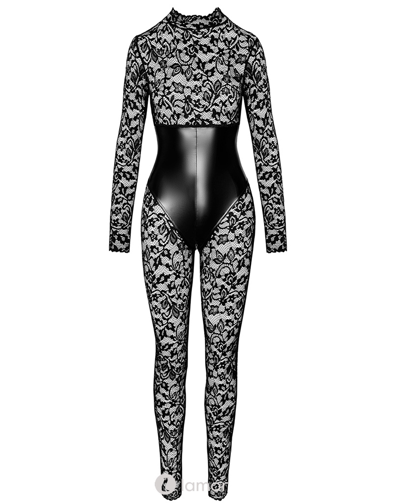 * NOIR handmade  Catsuit met onderborstkorset met bloemen print van Noir Handmade Libido