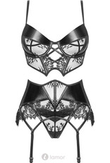 Sexy zwart 3-delige lingerie set Leonela