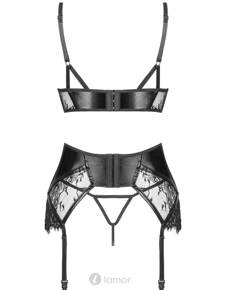 Sexy zwart 3-delige lingerie set Leonela