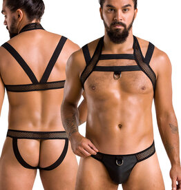 * PASSION MENSWEAR Zwarte Heren Jock Strap & harnas, PA043