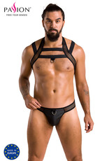 Sexy heren Jockstrap & Harnas  van lederlook en grof mesh materiaal  van Passion Menswear