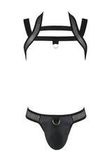 Sexy heren Jockstrap & Harnas  van lederlook en grof mesh materiaal  van Passion Menswear