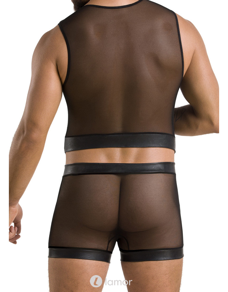 Sexy heren tule set short & Crop top van Passion Menswear