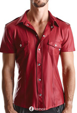 * RFP Rood wetlook heren blouse met korte mouwen van het merk RFP