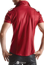 * RFP Rood wetlook heren blouse met korte mouwen van het merk RFP