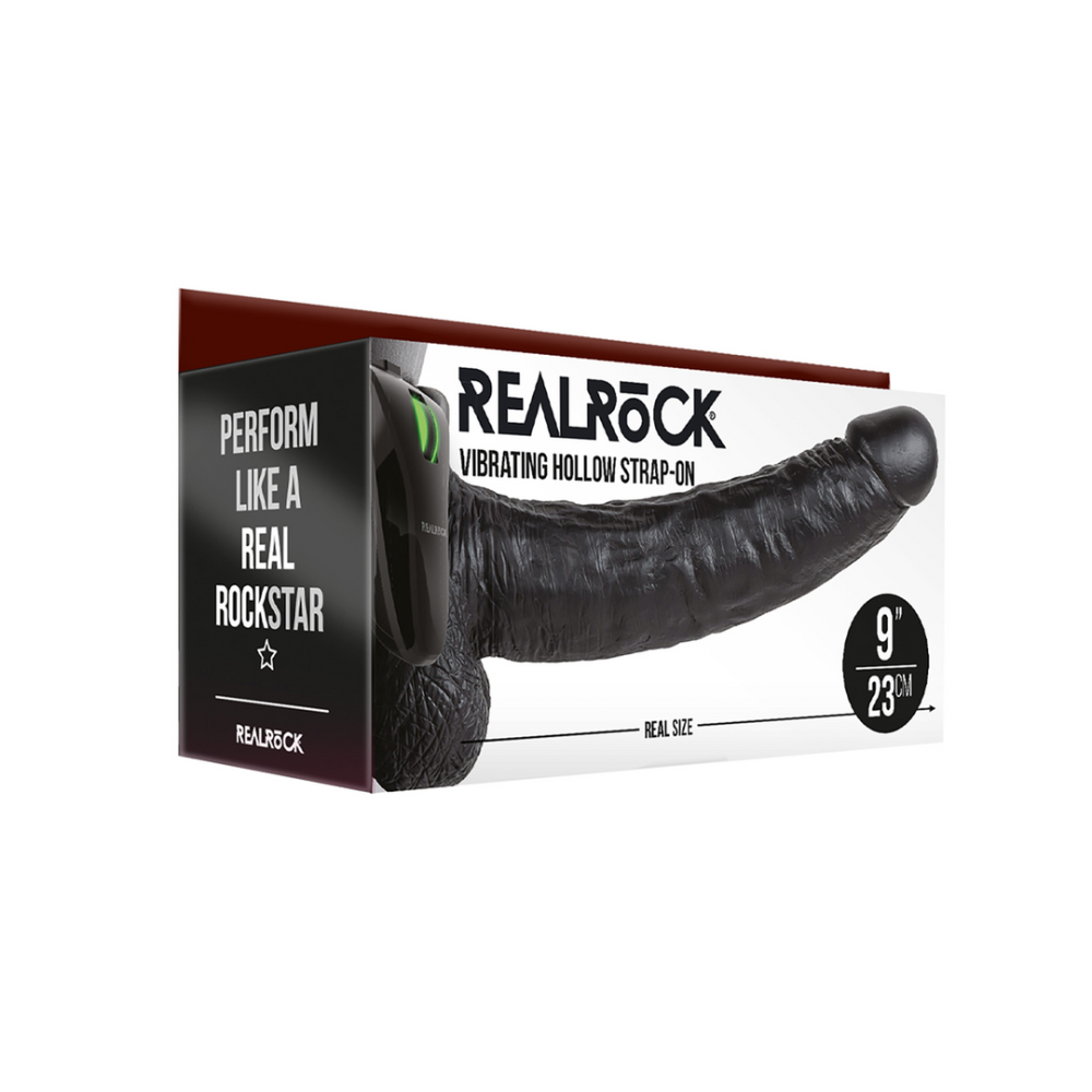 RealRock by Shots Vibrating Hollow Strap-On with Balls - 9 / 23 cm