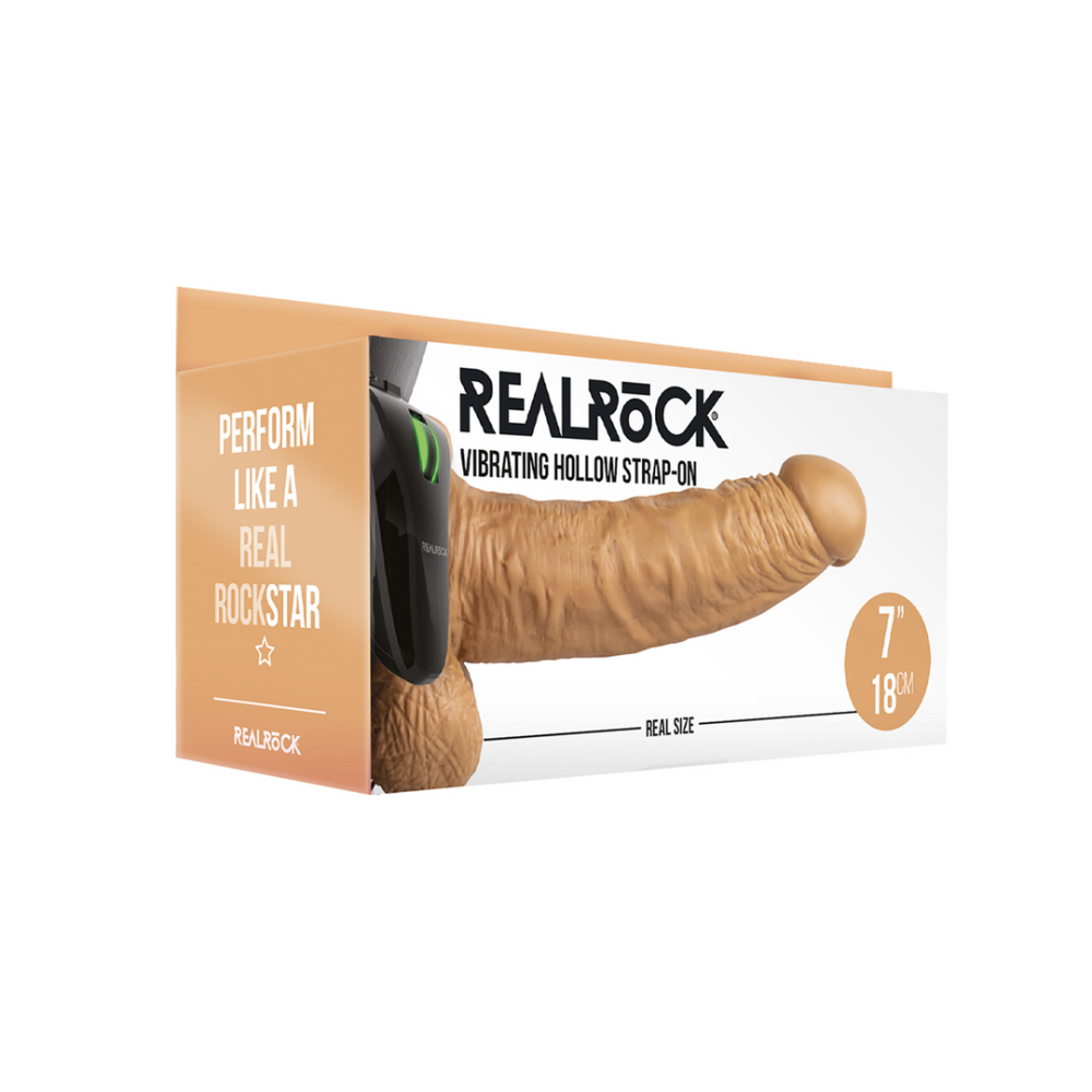 RealRock by Shots Vibrerende Hollow Strap-On met Ballen - 7 / 18 cm