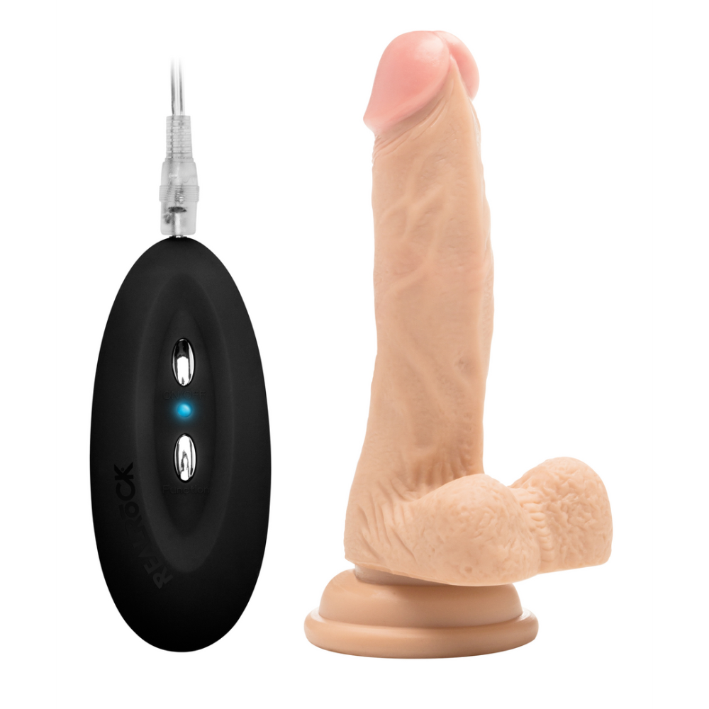 Image of RealRock by Shots Vibrating Realistic Cock with Scrotum - 7 / 18 cm