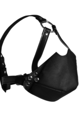 Ouch! by Shots Head Harness with Mouth Cover and Breathable Ball Gag - Black