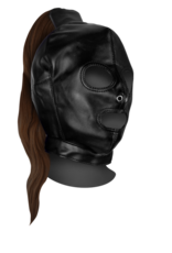 Ouch! by Shots Mask with Brown Ponytail - Black